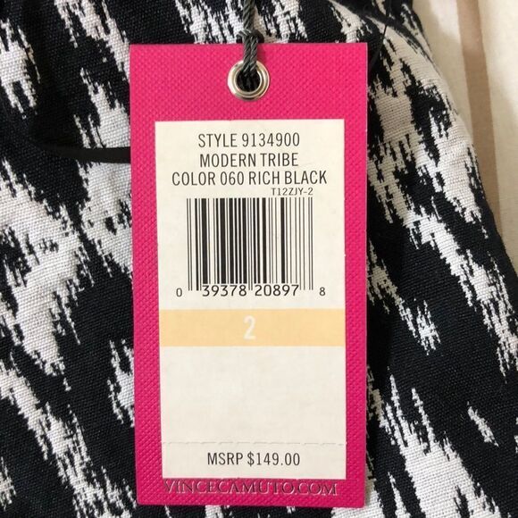 Vince Camuto Black White Modern Tribe Dress Size 2 NWT - Picture 7 of 8